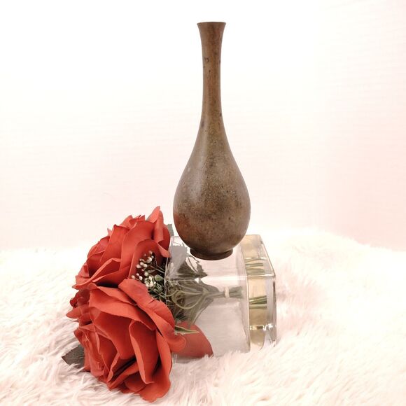 Vintage Bronze Bud Vase MCM Murashido Japanese Patina Japan - Picture 1 of 7